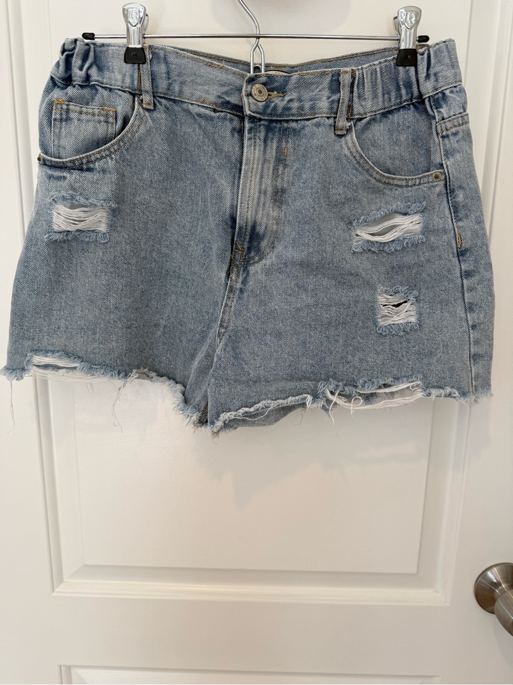 Women’s Light Blue Distressed Denim Jean Shorts